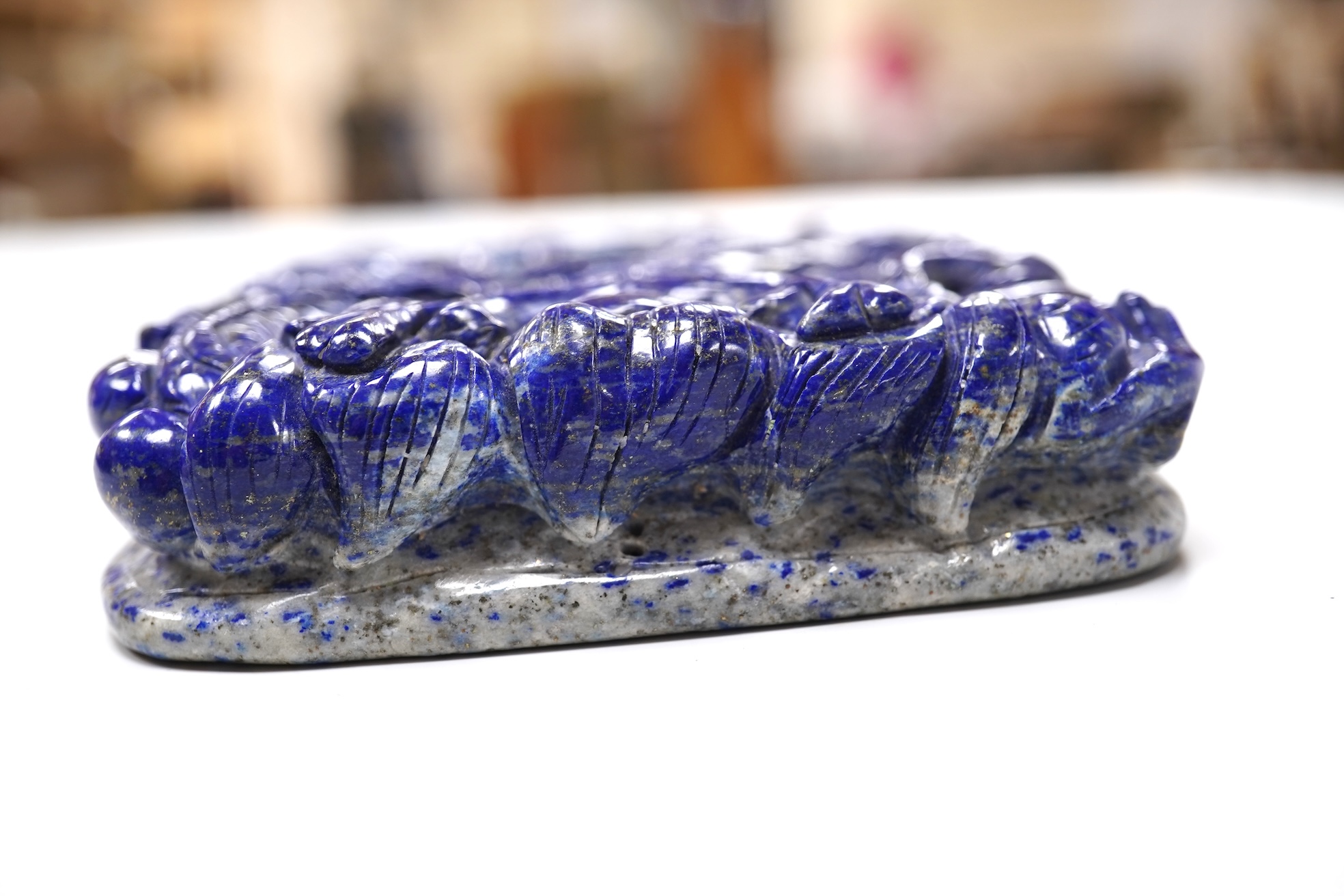 A Chinese lapis lazuli 'dragon' carving, 12cm wide